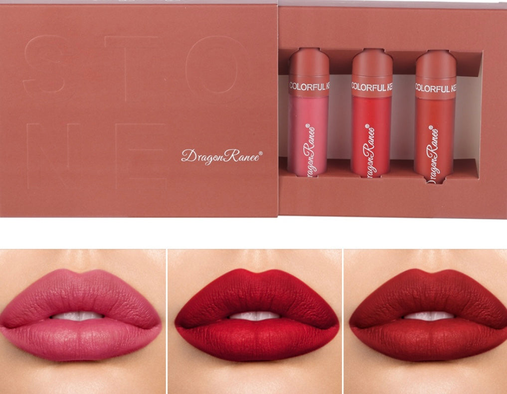 3-Piece Matte Lip Gloss Set - Non-Stick to Cup
